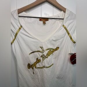 Vintage Y2K Apple Bottoms White and Gold Foil- Womens Short Sleeve Tee-SLIM